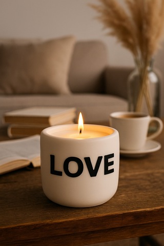 Dekoratif Kokulu Mum Love Beyaz Love