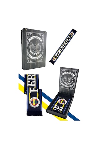 Fenerium Fenerbahçe Lacivert Üç Renkli Unisex Dokuma Atkı Lazer Kutu Hediyeli Lacivert Lzr