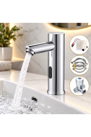 Alfas Fotoselli Lavabo Bataryası Pilli Karıştırıcı Sensörlü Otomatik Sıcak Soğuk Karıştırıcılı
