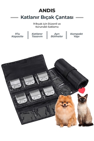 Andis Katlanır Yedek Kedi Köpek Tıraş Bıçağı Çantası 9'lu