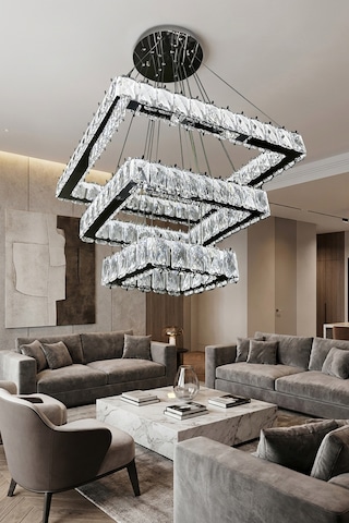 Kare 3 Kat Kristal Taşlı Modern Led Avize Salon & Oturma Odası Renkli Kare 3 Kat Kristal Taşlı Modern Led Avize Salon & Oturma Odası Renkli