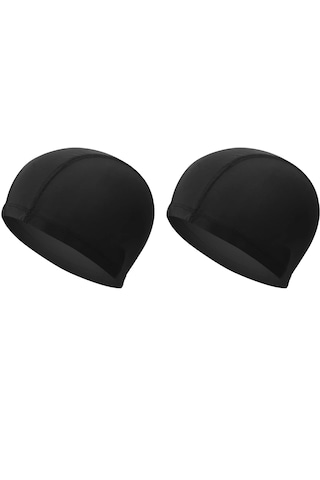 2 Adet Siyah Likralı Bez Bone Havuz Bonesi Deniz Yüzücü Bonesi Siyah