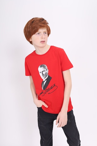 Toontoy Kids Toontoy Unisex Çocuk Atatürk Baskılı Tişört Kırmızı