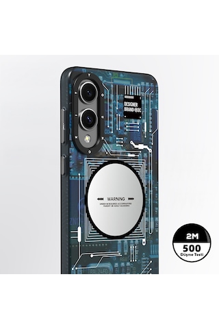 Galaxy S25 Edge Kılıf M-safe Uyumlu Youngkit Technology Serisi Kapak Mavi