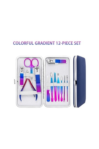 Venturemart 12/15pcs Paslanmaz Çelik Manikür Kiti Tırnak Clippers Set Profesyonel Bakım Açık Artırma Seti Lüks Deri Kı