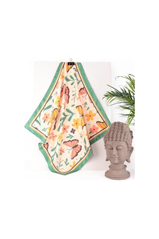 Inno 60x60 Cm Premium Saten Desenli Dikişli Fular Gümüş