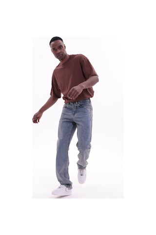 Freemen Erkek Baggy Bol Kesim Kot Pantolon Yıkamalı Mavi