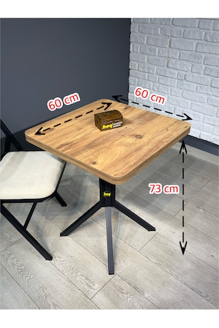 Zeren Kare Atlantik Çam Balkon Masası Mutfak Yemek Masası 60 Cm