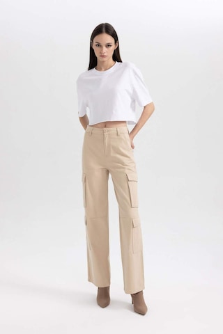 Defacto Coool Straight Fit Geniş Paça Yüksel Bel Kargo Cepli Gabardin Pantolon B1450ax23aubg159 Bej