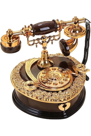 Retro Telefon Görünümlü Kurmalı Müzik Kutusu Çekmeceli Hediyelik
