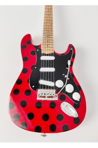 El Yapımı 1/4 Ölçek Minyatür Elektro Gitar Stratocaster Polka Dot