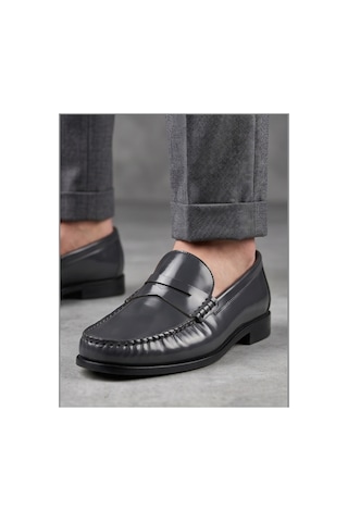 Crc Ayakkabı %100 Hakiki Deri Rugan Erkek Loafer - El İşçiliği Premium Klasik Ayakkabı - Burgundy Patent Gri