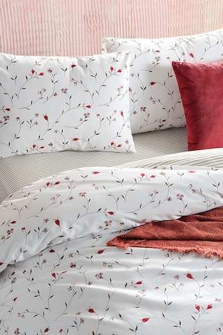 Doqu Home Ranforce Elegan Çift Kişilik Nevresim Takımı - Beyaz