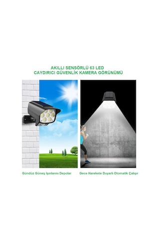 UpWay Sahte Kamera Görünümlü Güneş Enerjili 63 LED Solar Lamba Ay