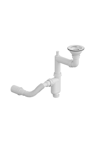 Aqua Bagno Comfort Yer Kazandıran Taşma Deliksiz Mutfak Eviye Sifonu Kolay Temizlenir, Ayarlanabilir Koku Önleyici Gid beyaz