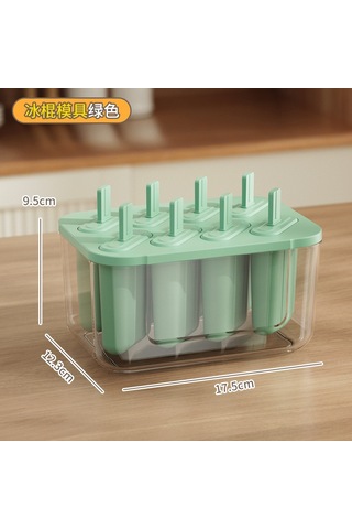 Maiyame Evde Kullanıma Uygun Silikon Buz Kalıbı - Büyük Kapasiteli Depolama Kutusu İle Dondurma Ve Buz Çubuğu Hazırlama Aleti Yeşil Çok Renkli