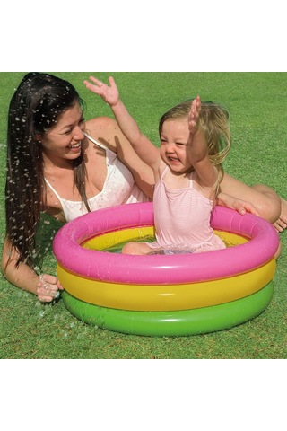 57107 Renkli Şişme Taban 3 Bölme Havuz 61 Cm, Su Sporları, Plaj Malzemesi, Şişme Ürün, Yüzme Aksesuarı, Kamp, Diğer