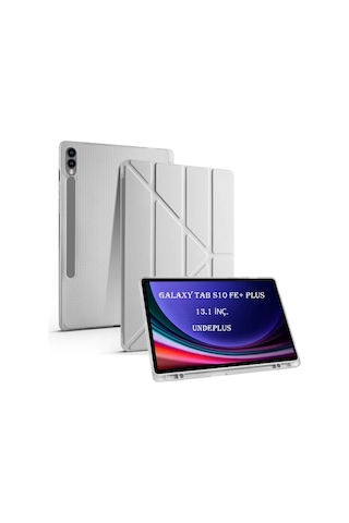 Samsung Uyumlu Galaxy Tab S10 Fe+ Plus Kılıf Kalem Bölmeli Trifolding Case X620 X626 Kapaklı