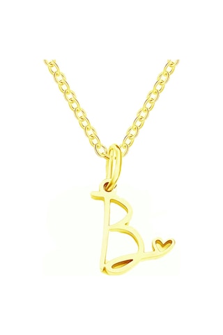 Azuris Silver 925k Gümüş El Yazisi Kalpli B Harfi Harfli Kolye Gold