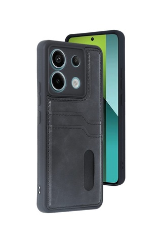 Mey İthalat Redmi Note 13 Pro 5g Kılıf Sara Kartvizitli Deri Kılıf - Siyah Çok Renkli