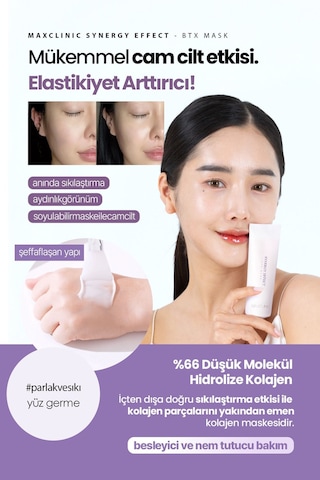 Maxclinic Soyulan Cam Cilt Maske Kolajen ve Botalinium Maxclinic BTX Botoks Mask