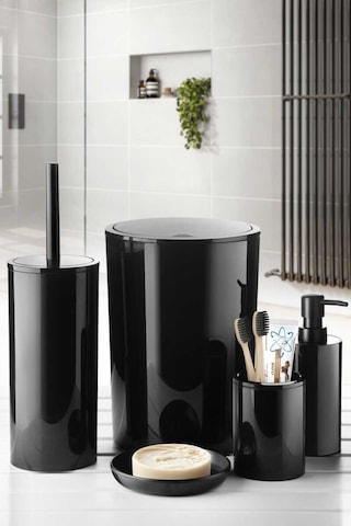 Primanova Flores 5'li Banyo Seti - Siyah Siyah