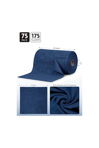 Çok Amaçlı Rulo Mikrofiber Temizlik Bezi 30x30 75 Yapraklı Lacivert Lacivert