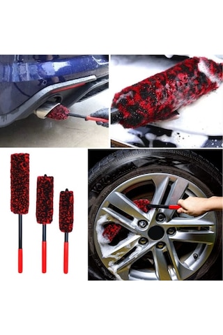 Mucit Home Egzoz Temizleme Fırçası 3lü Bükülebilen Peluş Detaylı Temizlik İçin Oto Jant