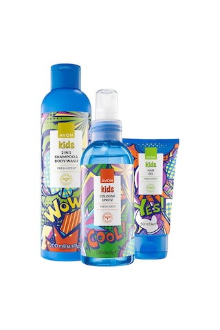Avon Cool Çocuk Parfüm EDC 150 ML + Saç Jölesi 50 ML + Saç ve Vücut Şampuanı 200 ML