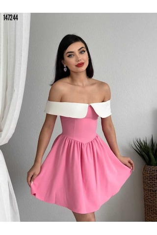 Kimkapar Nalia Beyaz Yakalı Elbise Pembe