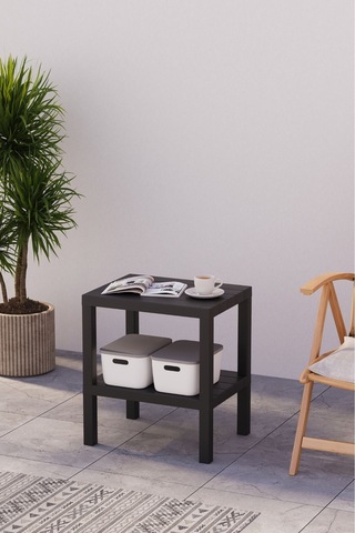 2 Katlı Dikey Raf, Plastik Sehpa, Çiçeklik, Saksılık, Banyo Mutfak Rafı, Siyah Siyah