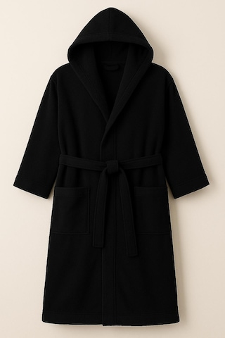 Pamuklu Kapşonlu Büyük Beden Siyah Renkli Bornoz 7xl-6x-5xl Siyah