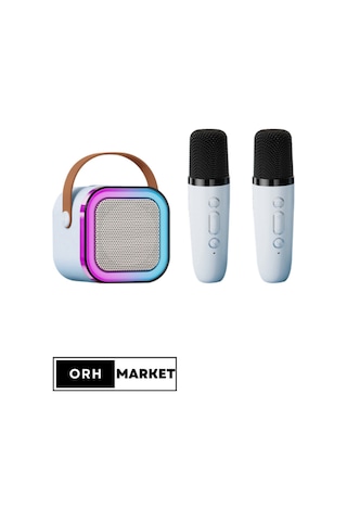 Çift Mikrofonlu Kablosuz Karaoke Bluetooth Rgb Işıklı, Taşınabilir, Usb/sd Destekli Parti Hoparlörü