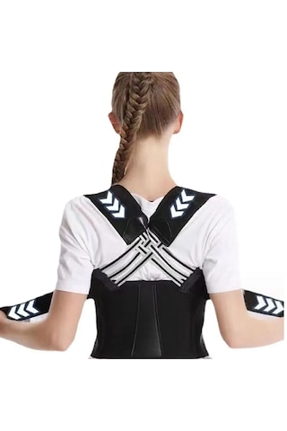Kadın Ayarlanabilir Dik Duruş Korsesi Duruş Düzeltici Korse Siyah