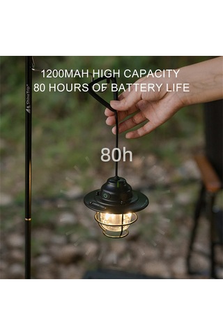 Aubyhe Güneş Tenekesi Desenli Kamp Lambası, Ipx4 Su Geçirmez, 4 Seviye Işık Ayarı, 1200mah Pil, 5-80 Saat Süre, Yeşil Rengi Koyu Yeşil