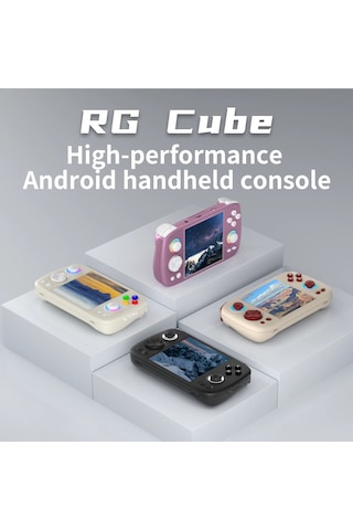 Anbernıc Rg Cube Retro Handheld Game Console With 3.95 Inch Screen T820 Cpu Android 13 Rgb Light With 128g Tf Card Black