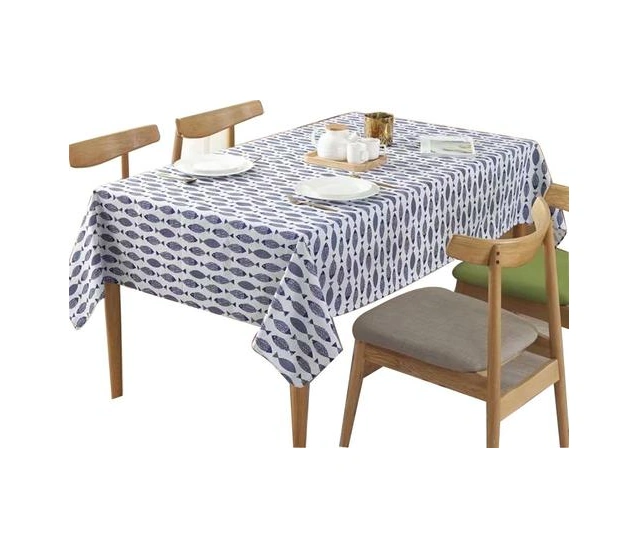 Mavi Balık Desen Kalınlaşmış Keten Pamuk Masa Örtüsü Moda Kapak Kahve Yemeği Masa Örtüsü Düğün Ziyafet İçin Masa Örtüleri 4 Adet B