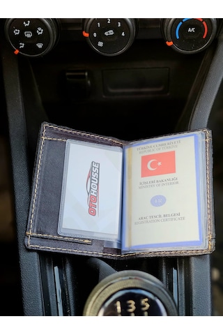 Otohousse Hakiki Deri Ruhsatlık Erkek Kadın Cüzdan Siyah