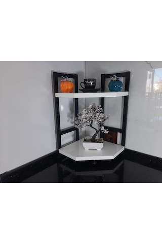 Tezgah Üstü Köşe Raf İkili Beyaz