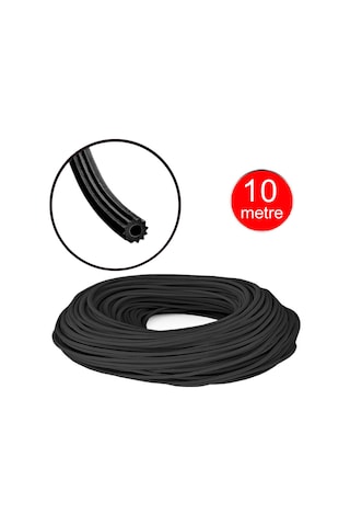 Alüminyum Sineklik Teli Fitili Siyah 5mm Kapı Pencere Tül Sabitleme Lastik Contası -10 Metre