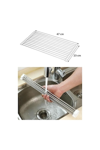 Seçkin Trend Evye Üstü Katlanır Nihale Paslanmaz Çelik Pratik Sebze Meyve Bulaşık Kurutma Süzgeci Çok Renkli