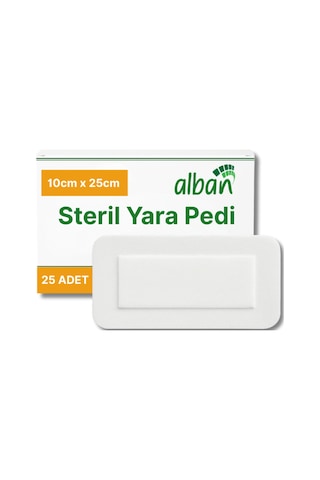 Steril Yara Pedi, Nonwowen 10cmx25cm Pansuman Yara Örtüsü, Steril Tekli Paketlerde 25li Kutuda