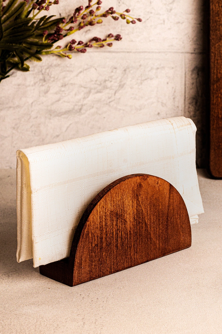Snippy Maro - Ahşap Peçetelik Masaüstü Peçete Organizeri Kahverengi