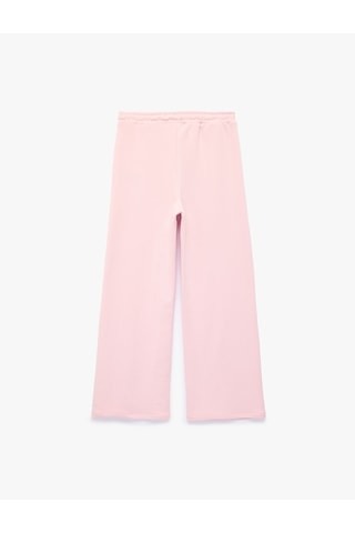 Koton Üç İplik Beli Bağlamalı Lastikli Dikiş Detaylı Geniş Paça Eşofman Altı Pembe 7wak30025ek Gül