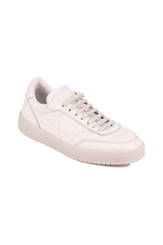 Shoetyle - Bej Hakiki Deri Bağcıklı Erkek Sneaker 666-0328-1254 Bej