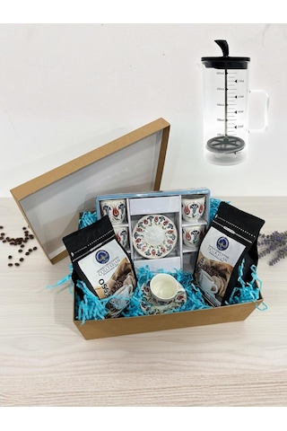 French Press Hediyeli 6 Kişilik Kahve Fincanı Seti + Espresso & Filtre Kahve Sevgililer Günü Özel Diğer