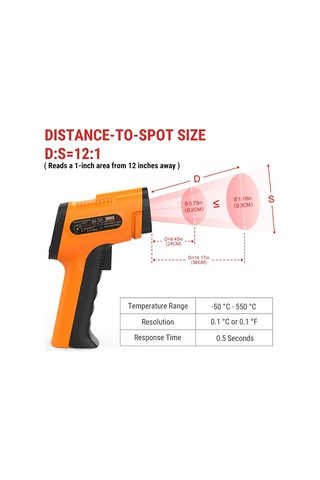 Thermopro Tp30 Yüksek Hassasiyetli Profesyonel Kızılötesi Termometre, -50 C İla 550 C -58 F İla 1022 F Ayarlan