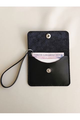 Luna Luster Hakiki Deri Minimal Tasarım Unisex Siyah Kartlık & Cüzdan SİYAH