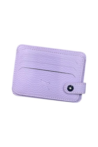 Karali Hakiki Deri Oval Yandan Patlı Lila Cüzdan Kartlık K509-20 Lila