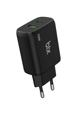Bix ZH-2U41T 25 W USB-A Type-C PD 3.0 Hızlı Şarj Adaptörü Siyah